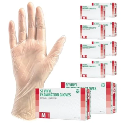 Abbildung von Vinylhandschuhe 1000 Stück 10 Boxen (M, Transparent) Einweghandschuhe, Einmalhandschuhe, Untersuchungshandschuhe, Vinyl Handschuhe, puderfrei, ohne Latex, unsteril, latexfrei, disposible gloves