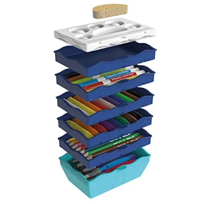 Abbildung von Pelikan 818384 Kreativfabrik Supertower, befüllt mit 54 Teilen (z.B. Bunt , Filz und Wachsmalstifte, Knete, Pinsel, Tempera Farben, etc.) 1 Stück