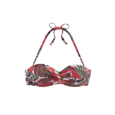 Abbildung von Lascana BÜGEL Bandeau Bikinitop, Damen, Größe: 40xA, Rot bedruckt
