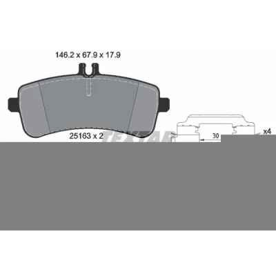 Abbildung von TEXTAR 2516301 Bremsbelagsatz für Verschleißwarnanzeiger vorbereitet mit Bremssattelschrauben Zubehör MERCEDES BENZ: C Class Saloon