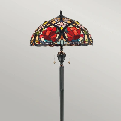Abbildung von Quoizel QZ Larissa FL Stehleuchte 2xE27 H:157,5 L:45,7 B:45,7 im Tiffany Stil