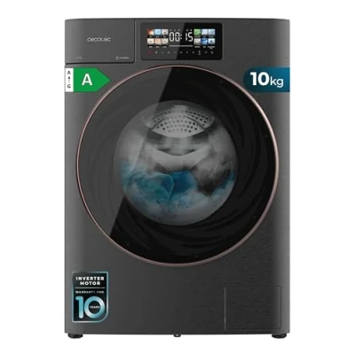 Abbildung von Cecotec Waschmaschine 10kg Frontlader Bolero Dresscode 10950 Autodose Inverter 3D Steel A. 1400 U/min, Matrix Display 9,2&quot;, 16 Prog, niedriger Verbrauch, Plus Motor, Auto Dosierung, Steammax