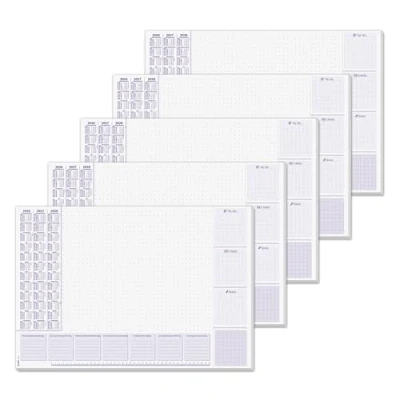 Abbildung von SIGEL H6355/5 Papier Schreibtischunterlage DIN A2, Kalender 2026 2028 und Wochenplan, 30 Blatt, 5 Stück, Schreibunterlage aus nachhaltigem
