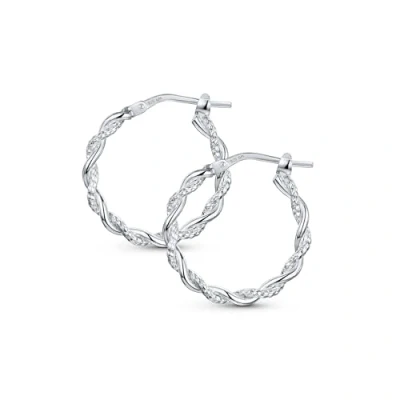 Abbildung von Amberta Italien Damen Silberne Creolen 925 Sterling Silber Gedreht Gedrehte Ohrringe 925: Spiral