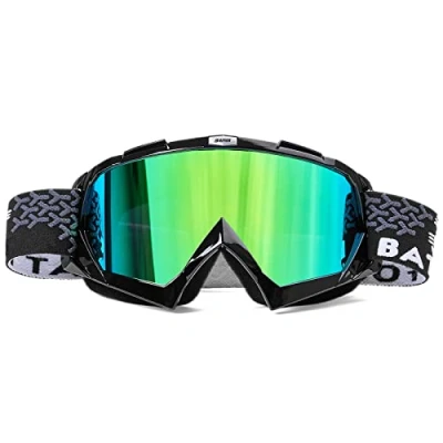 Abbildung von KINGBIKE Motocross Brille,Mtb Brille Dirt Bike ATV Crossbrille goggle,Sicherheit Tactical Riding Motorradbrillen für MäNner Frauen Jugend Fit ÜBer UV400 (A schwarz grün revo)