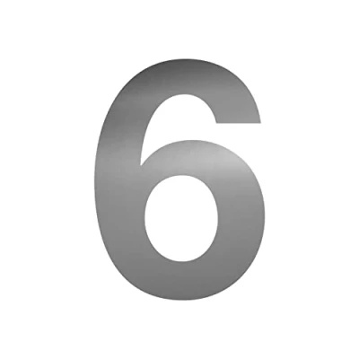 Abbildung von Zahlen Aufkleber Nr. 6 in silber I Höhe 10 cm selbstklebende Haus Nummer, Ziffer zum Aufkleben für Außen, Briefkasten, Tür wetterfest kfz_675_6