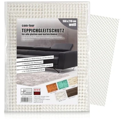 Abbildung von COM FOUR® Antirutschmatte für den Teppich Teppichunterlage 210x150 cm Teppichstopper rutschfeste Matte in weiß zuschneidbare Schubladenmatte