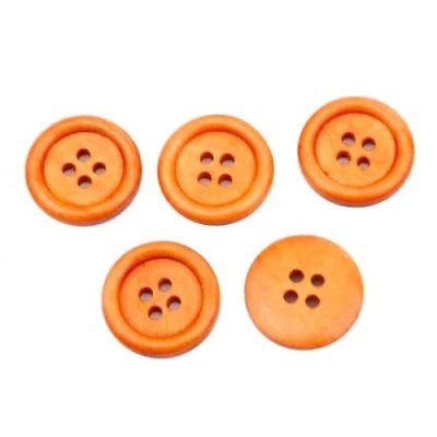 Abbildung von Handarbeit Lieblingsladen 15wundervolle Holzknöpfe 2,5cm orange braun rund, 4 Loch Knopf 25mm zum aufnähen annähen nähen Knöpfe aus Holz,Jackenknöpfe Mantelknöpfe Vierloch Vierlochknöpfe Lochknöpfe