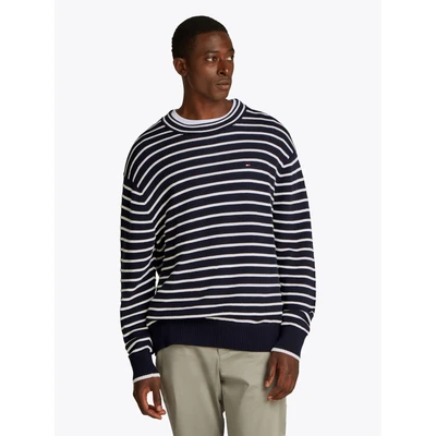 Abbildung von Tommy Hilfiger Breton Stripe Strickpullover Desert sky ivory petal, Herren, Größe: Large, petal