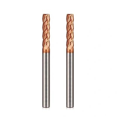 Abbildung von 8mm Fräsende Mühle Wolframkarbid Fräser Schaftfräser 4 Flöte, 35mm Schneidlänge Spiralfräser Bit 2 Stücke TiSiN Coat Fräsen, 55 HRC Schneidende Fräse Set Bohrer für Aluminiumlegierung, Stahl, Kupfer