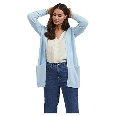 Abbildung von Vila Damen Viril Open L/S Knit Cardigan Noos Strickjacke, Kentucky Blue, XXL