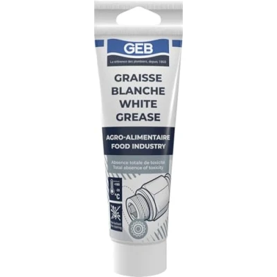 Abbildung von GEB Weißes Fett ohne Seife, speziell für Lebensmittelkontakt zur Schmierung von Gelenken, Lagern, Kaffeemaschinen, völlig frei Toxizität, Tube 125 ml