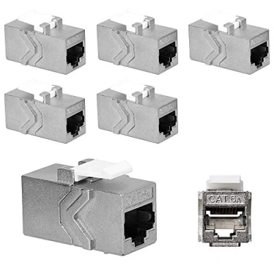 Abbildung von kwmobile 6X Keystone Modul für CAT 6A Kabel 10 Gbit/s geschirmt Metall Gehäuse Schnappverschluss Netzwerkkupplung Anschluss Kabelverlängerung