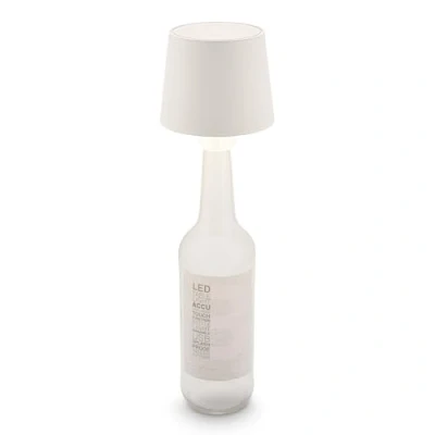 Abbildung von BRILONER LED Flaschenlampe kabellos mit Touch, dimmbar, warmweiße Lichtfarbe, Flaschenleuchte, Lampe, Akku Tischleuchte, Weinlampe, Aufsatz, 10,5x11,5 cm, Altweiß