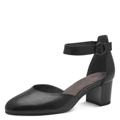 Abbildung von Tamaris COMFORT Damen Pumps mit Riemen aus Leder Elegant, Schwarz (Black Nappa), 41 EU