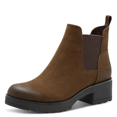 Abbildung von MARCO TOZZI Damen Chelsea Boots Vegan mit Blockabsatz, Braun (Cafe), 38 EU