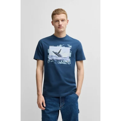 Abbildung von BOSS Dunetrace Tshirt print, Herren, Größe: XL, Open blue