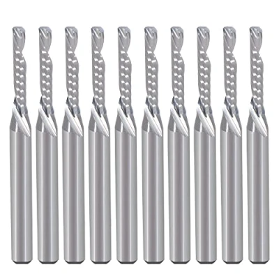 Abbildung von EU_HOZLY 10 Stück Single Flute Down Cut Spiralschaftfräser 1/8 Zoll Schaft mit (0,078 Zoll) 2 mm Schnittdurchmesser, (0,472 12 Schnittlänge für Holz Acryl Aluminium Kunststoffplatte