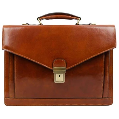 Abbildung von Time Resistance Aktentasche für Herren 100% Leder Handgefertigt in Italien Arbeitstasche Laptoptasche Businesstasche Stylische Umhängetasche