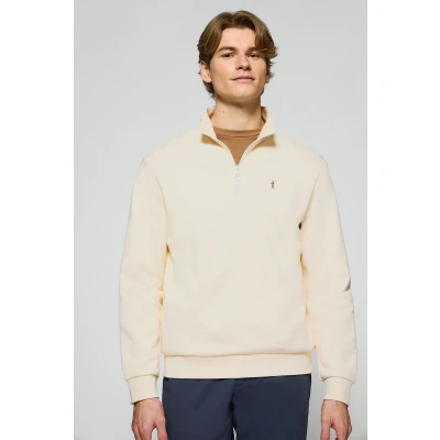 Abbildung von Polo Club Herren Sweatshirt Ecru Mit Kurzem Reißverschluss Und Rigby Go Stickerei 3xl