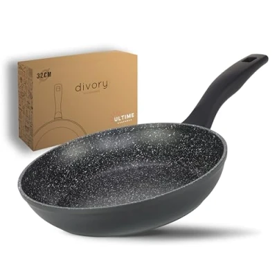 Abbildung von DIVORY Bratpfanne 32cm Induktion Antihaft Beschichtete große Universalpfanne für alle Herdarten Sichere Griffe, Spülmaschinen geeignet (Ultime, 32cm)