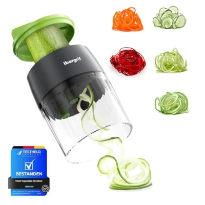 Abbildung von Ibergrif M522 Spiralschneider Gemüse, Verbesserter Zucchini Spaghetti Schneider BPA Frei Spülmaschinenfest, 4 in 1 Gemüse für Zucchini, Gurken, Kartoffeln