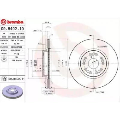 Abbildung von BREMBO COATED DISC LINE 09.8402.11 Bremsscheibe 296 32 5 innenbelüftet beschichtet LEXUS: IS I Saloon, LS