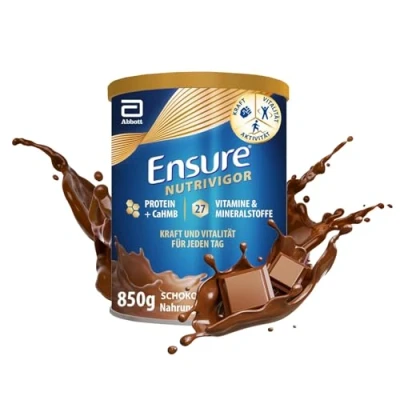 Abbildung von Ensure NutriVigor Schoko Shake 1 x 850 g Nahrungsergänzungsmittel mit CaHMB, Proteinen und 27 Vitaminen Mineralstoffen Für eine gesunde, ausgewogene Ernährung