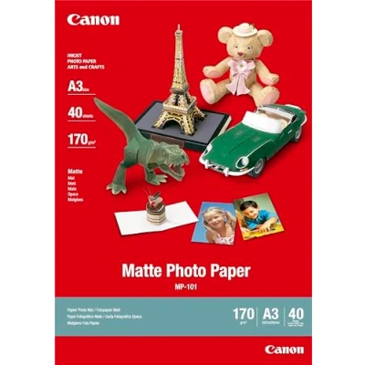 Abbildung von Canon Fotopapier MP 101 matt weiß (DIN A3 40 Blatt) für Tintenstrahldrucker PIXMA Drucker (170 g/qm)