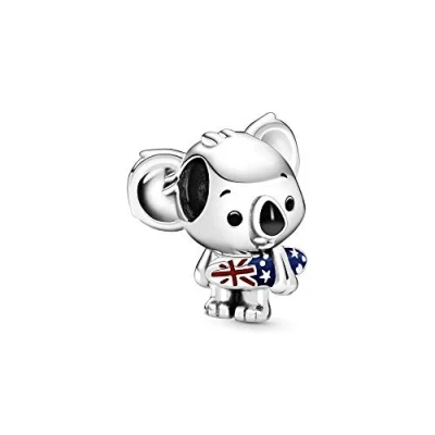 Abbildung von PANDORA Charm Koala mit Surfbrett Silber 799031C01