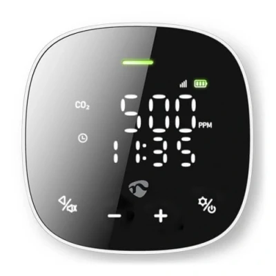 Abbildung von SmartLife Luftqualitätsmonitor Wi Fi inkl. Display Kohlendioxid (CO2) / Luftfeuchtigkeit/Temperatur Android/IOS Schwarz/Weiss