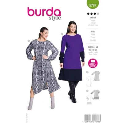 Abbildung von burda style Schnittmuster Damen A Linien Kleid Gr. 44 54
