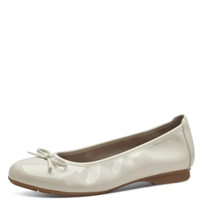 Abbildung von Jana Damen Ballerinas mit Schleife Vegan, Beige (Beige Patent), 40 EU