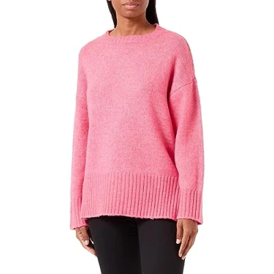 Abbildung von PIECES Damen Pcnancy Ls Loose O Neck Knit Noos Bc, Shocking Pink, M