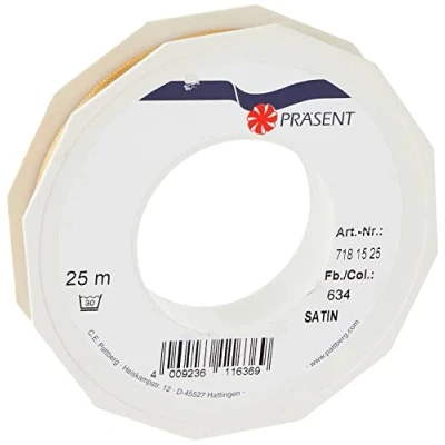 Abbildung von PRÄSENT C.E. Pattberg Satin Gold, 25 m Satinband zum Einpacken von Geschenken, 15 mm Breite, Geschenkband Dekorieren &amp; Basteln, Dekoband, Anlass