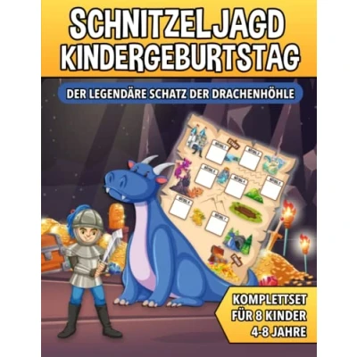 Abbildung von Schnitzeljagd Kindergeburtstag der Legendäre Schatz Drachenhöhle: Schatzsuche mit Drachen von 4 bis zu 8 Jahre Kinder Komplettset ... Einladungen, Urkunden und vieles mehr!