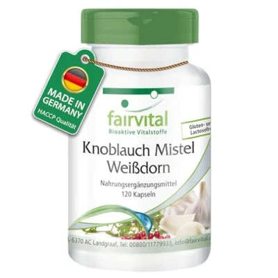Abbildung von Fairvital Knoblauch Kapseln mit Mistel + Weißdorn 120 KMW HOCHDOSIERT VEGAN