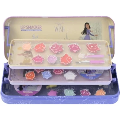 Abbildung von Lip Smacker Wish Drei Ebenen Schönheitsdose, Schminkset für Kinder, Inspiriert von Disney mit Lipgloss, Lidschatten und Schönheitszubehör, Inklusive Aufkleber