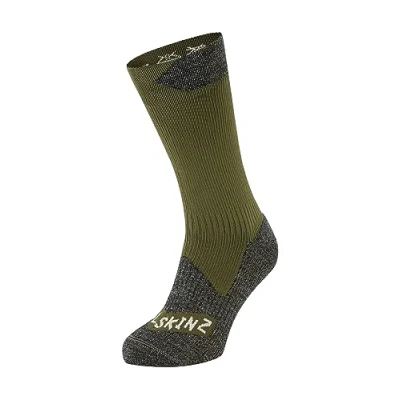 Abbildung von SEALSKINZ Raynham Allwetter Socken, wasserdicht, halbhoch, olivgrün graumeliert, Größe M