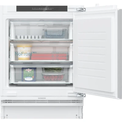 Abbildung von SIEMENS GU21NADE0 iQ500 Smarter Einbau Gefrierschrank, Flachscharnier mit Softeinzug, 82 x 59,8 cm, 85 L Gefrieren, noFrost nie wieder abtauen, freshSense konstante Innentemperatur