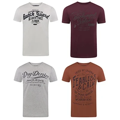 Abbildung von riverso Herren T Shirt Rundhals RIVLeon 4er Pack O Neck Kurzarm Print Tee 100% Baumwolle Regular Fit Grün Blau Weiß Grau Rot Orange 5XL, Größe:5XL, Farbe:Farbmix 26
