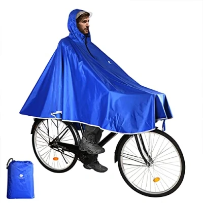 Abbildung von Anyoo Wasserdicht Radfahren Regen Poncho Portable Leichte Regenjacke Mit Kapuze Fahrrad Compact Cape Wiederverwendbare Unisex für Backpacking Camping Outdoors,Einheitsgröße,Blau