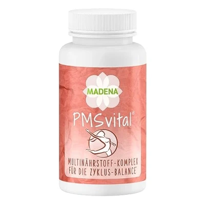 Abbildung von MADENA PMSvital, PMS Kapseln für Frauen, Nährstoff Komplex mit Mönchspfeffer, Yams Wurzel, Safran, Frauenmantel, Griffonia, Shatavari, 60 Kapseln, vegan
