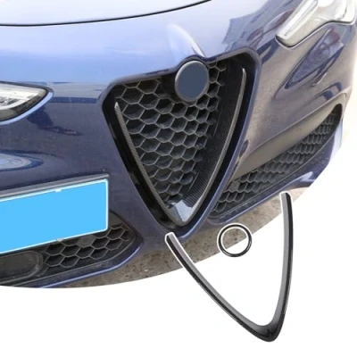 Abbildung von Carbon Faser Stil ABS Kunststoff Front Grill Dekoration Rahmen Besatz für Stelvio 2017 2018