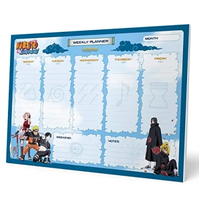 Abbildung von Grupo Erik Wochenplaner Kalender Planer Naruto Anime Tischplaner Tischkalender ohne Datum Schreibtischunterlage Papier, Hellblau Naruto, A4