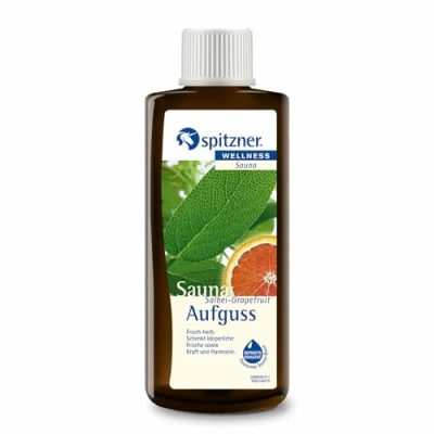 Abbildung von Spitzner Saunaaufguss Salbei Grapefruit frisch herb 190 ml Wellness Sauna mit belebendem Saunaduft für Frische und Kraft, Anti Stress, natürliches Saunaöl