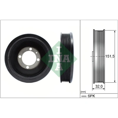 Abbildung von INA 544 0123 10 Kurbelwellenriemenscheibe 151,50 OPEL: Astra J Sports Tourer, Hatchback, Meriva A, CHEVROLET: Cruze Saloon