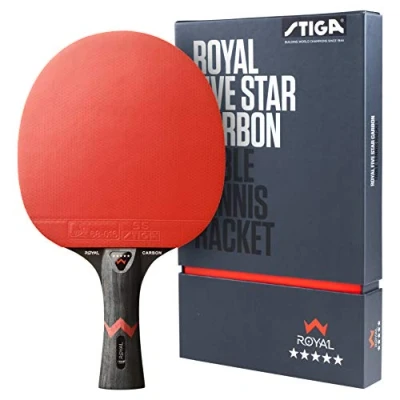 Abbildung von STIGA Royal Carbon Tischtennisschläger Profi TT Schläger für Offensive Spieler mit ITTF zertifiziertem 5 Star Belag und Technologie Maximalgeschwindigkeit, Power Kontrolle