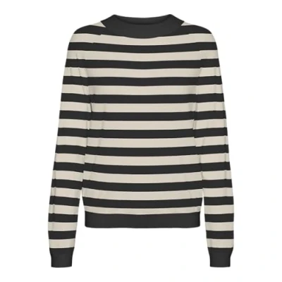 Abbildung von VERO MODA Damen VMHAPPINESS LS Raglan Pullove GA Boo REP Strickpullover, Black/Stripes:W. Birch, S