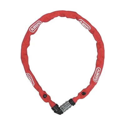 Abbildung von ABUS Kettenschloss 1200 Web Zahlenschloss mit 3 stelliger Kombination Kette aus gehärtetem Stahl Leichtes Fahrradschloss Farbauswahl Fahrradzubehör 60 cm Rot